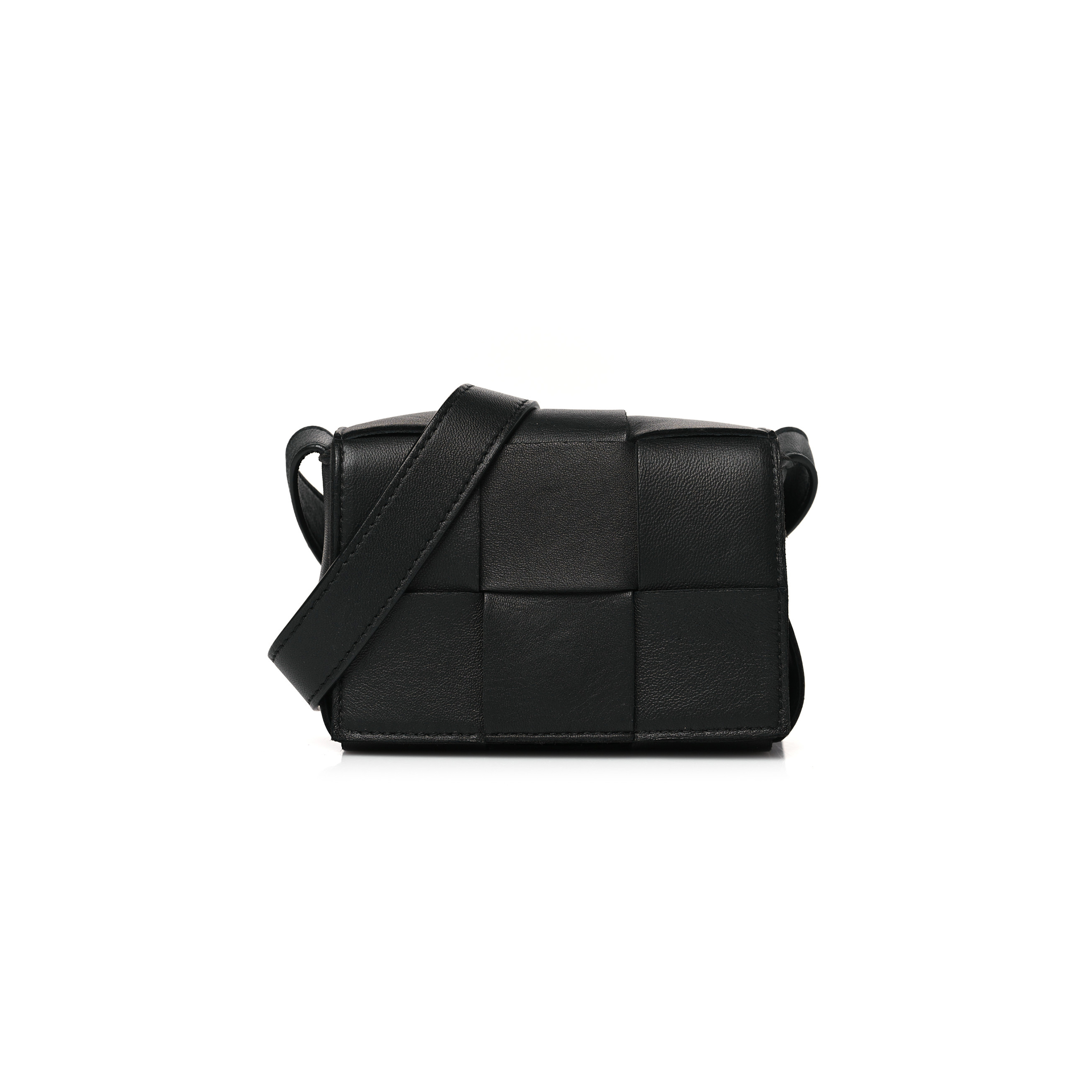 BOTTEGA VENETA LAMBSKIN MAXI INTRECCIATO EXTRA MINI CASSETTE CROSSBODY BAG BLACK (12*9*5cm) BOTTEGA VENETA LAMBSKIN MAXI INTRECCIATO EXTRA MINI CASSETTE CROSSBODY BAG BLACK (12*9*5cm)